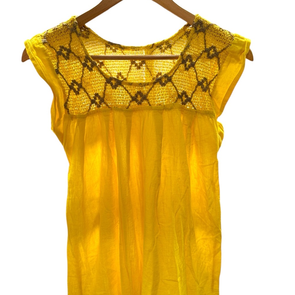 Yellow Embroidered Women's Top